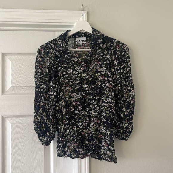 Ganni Floral Print Blouse Size 36 - Picture 1 of 5